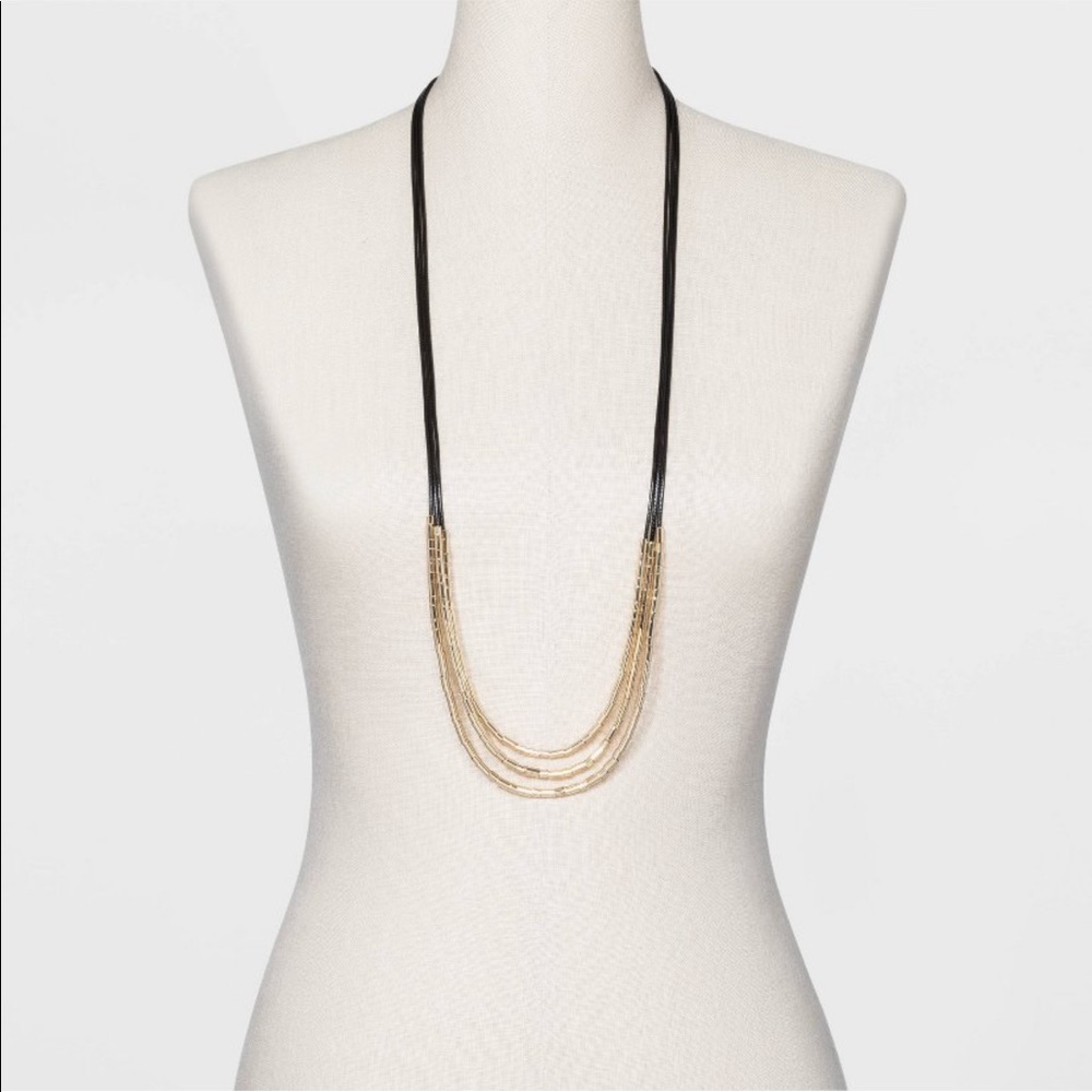 5/$25 A NEW DAY multilayer cord necklace Black
